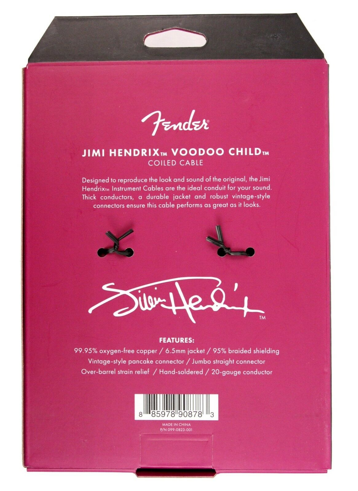 Fender Hendrix Voodoo Child Coiled Cable 30' - Purple, Straight to Angled